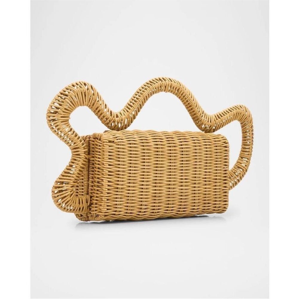 Cult Gaia Elsa Wavy Rattan Clutch Bag- Wearable Abstract  Art Wick Rattan - Picture 2 of 8